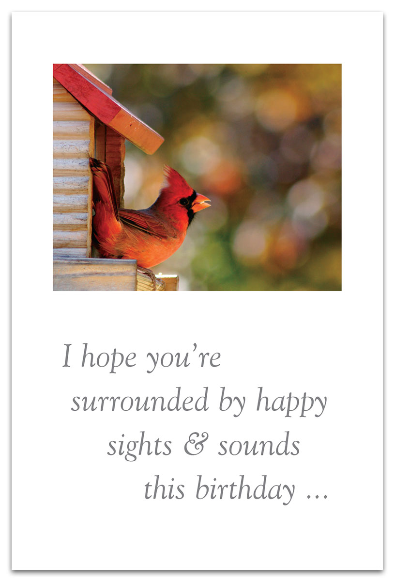 Cardinal's home birthday card.