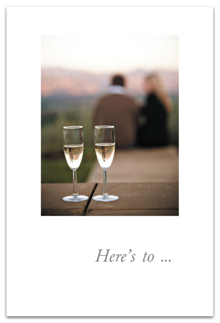 Couple with Champagne Anniversary-to-Couple Card.