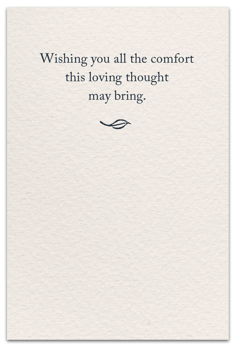 peace lilies condolence card inside message
