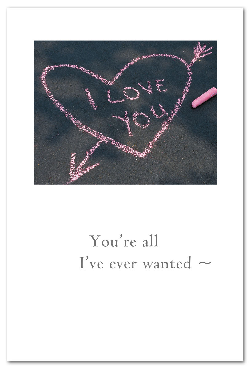 Chalk heart love card.