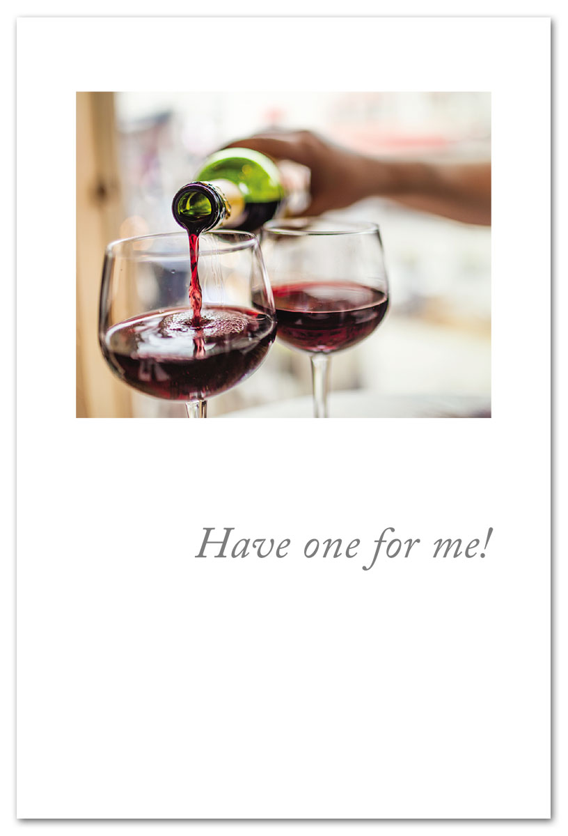 Two glasses of wine birthday card.