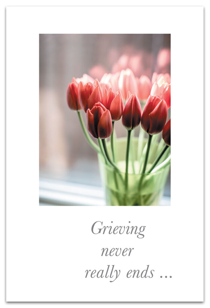 Red Tulips in Vase Grief Support.