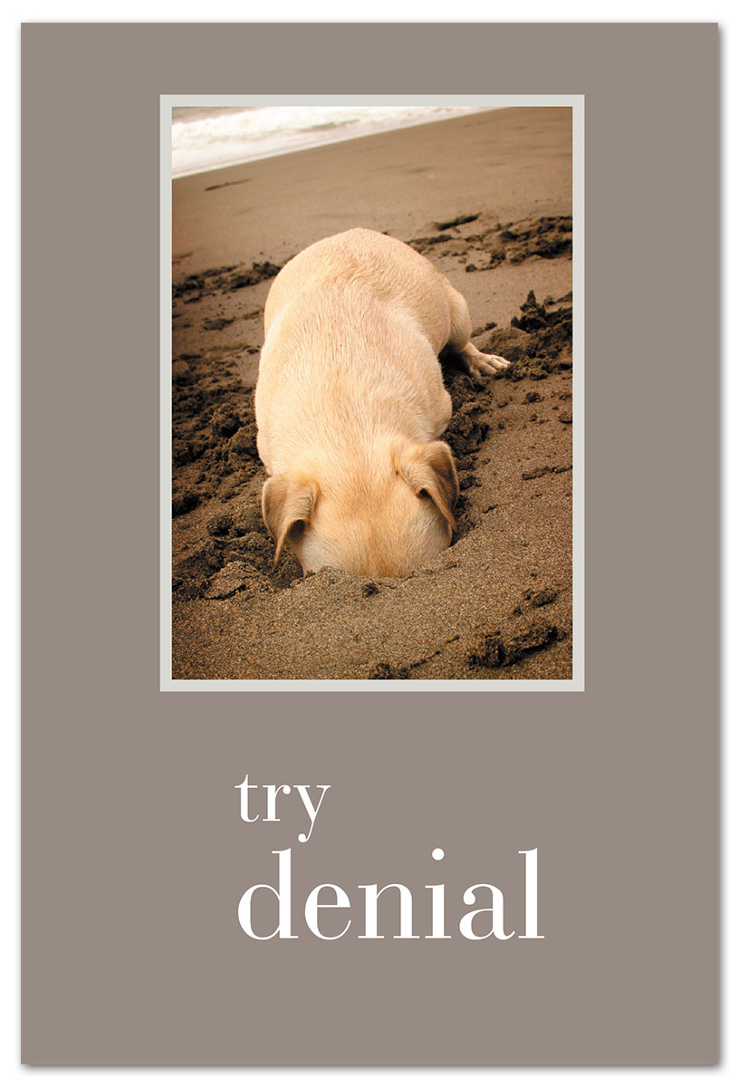 Denial dog birthday card inside message