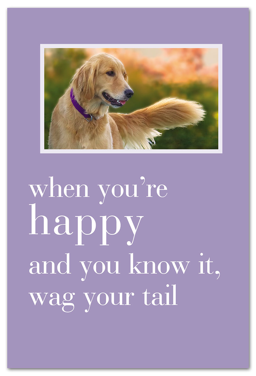 Wagging golden birthday card front