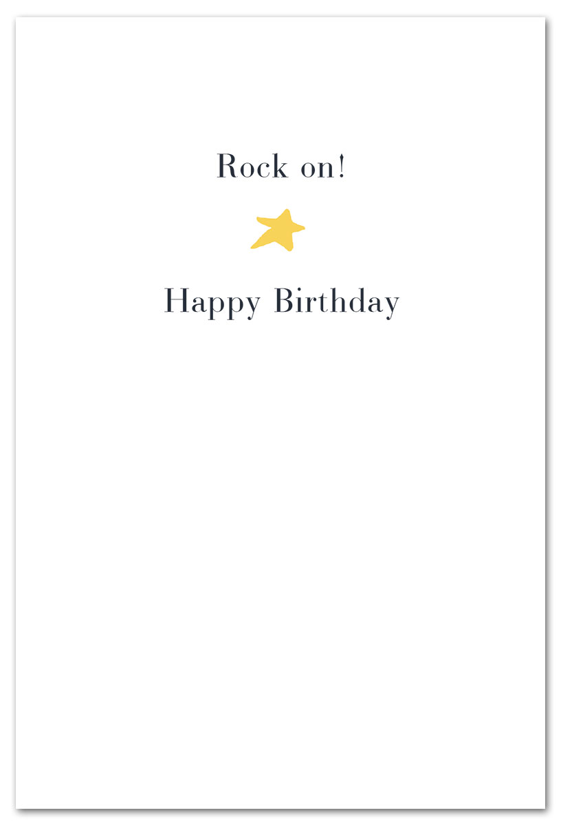 Rock Star birthday card inside message