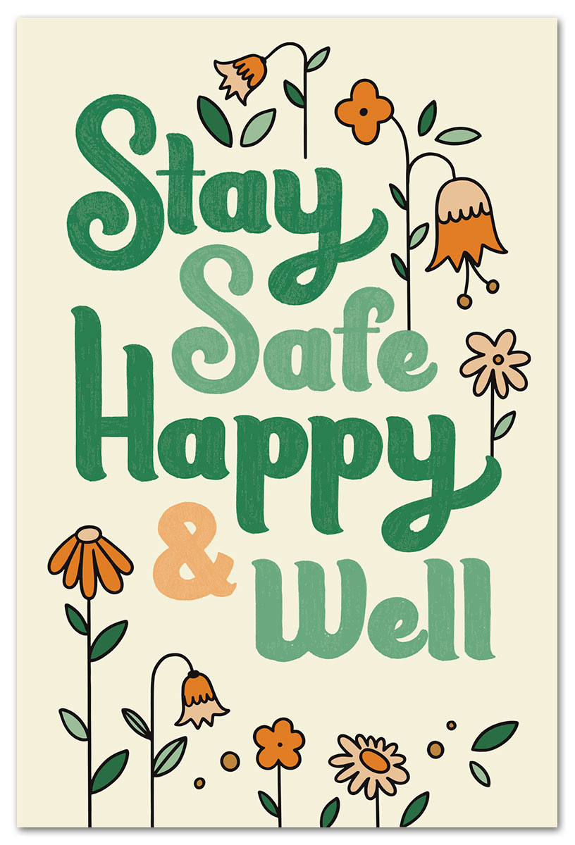 stay safe happy and well card